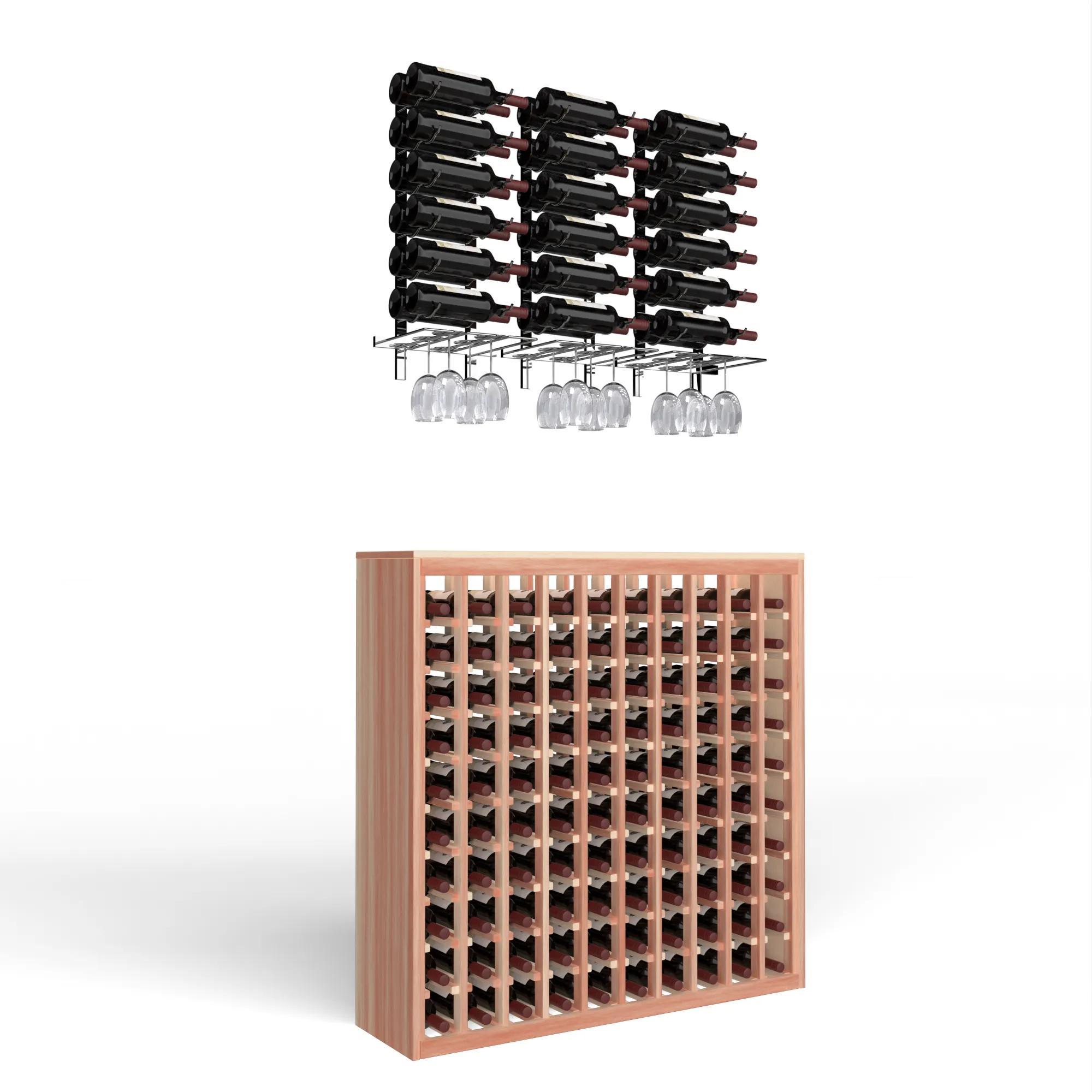 Wine Room Essentials Bundle - 100 Bottle Deluxe x W Series Racks in Chrome Luxe Metal