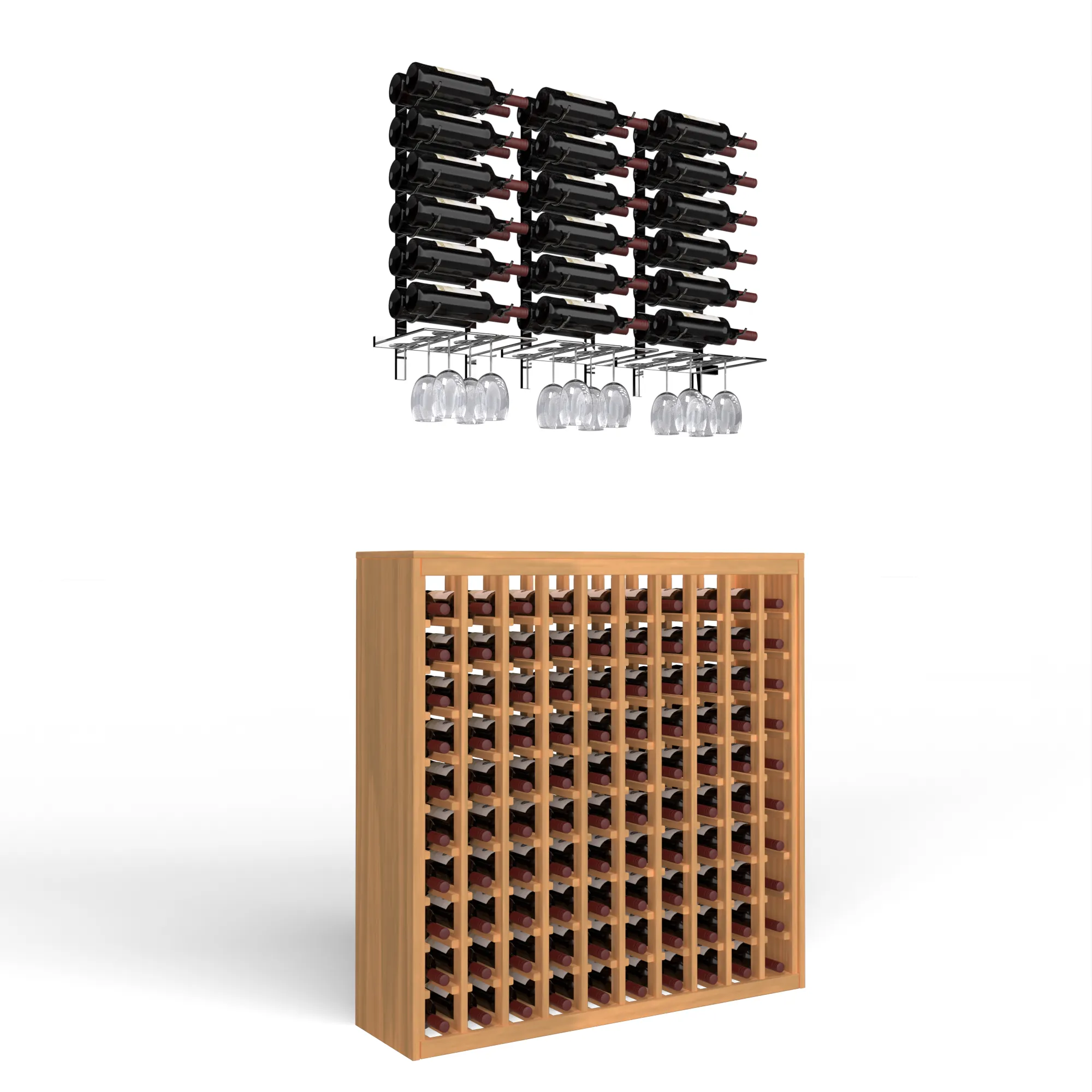 Wine Room Essentials Bundle - 100 Bottle Deluxe x W Series Racks in Chrome Luxe Metal