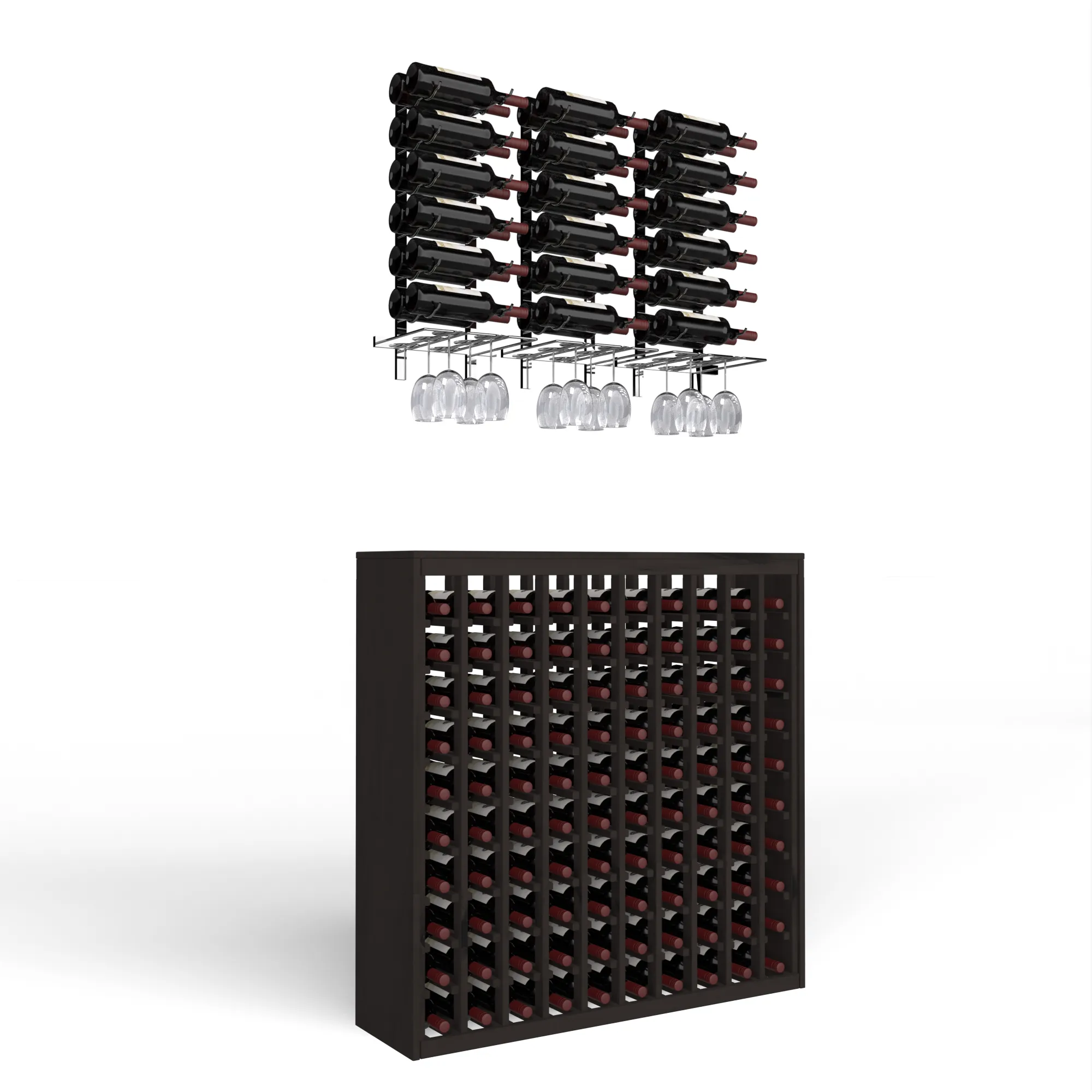 Wine Room Essentials Bundle - 100 Bottle Deluxe x W Series Racks in Chrome Luxe Metal