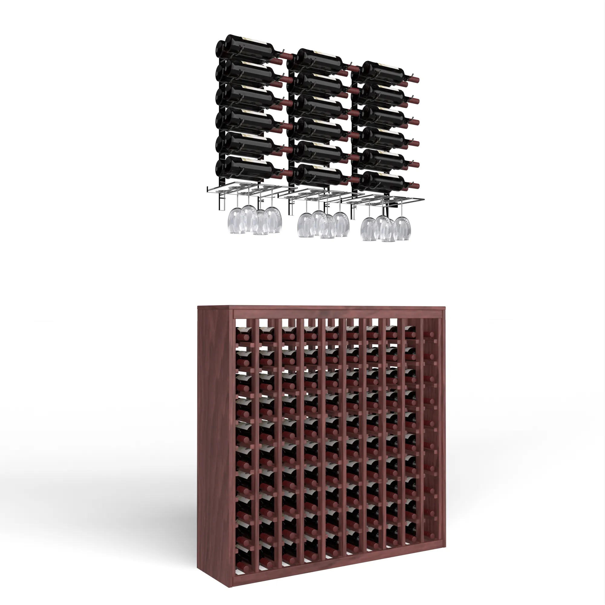 Wine Room Essentials Bundle - 100 Bottle Deluxe x W Series Racks in Chrome Luxe Metal