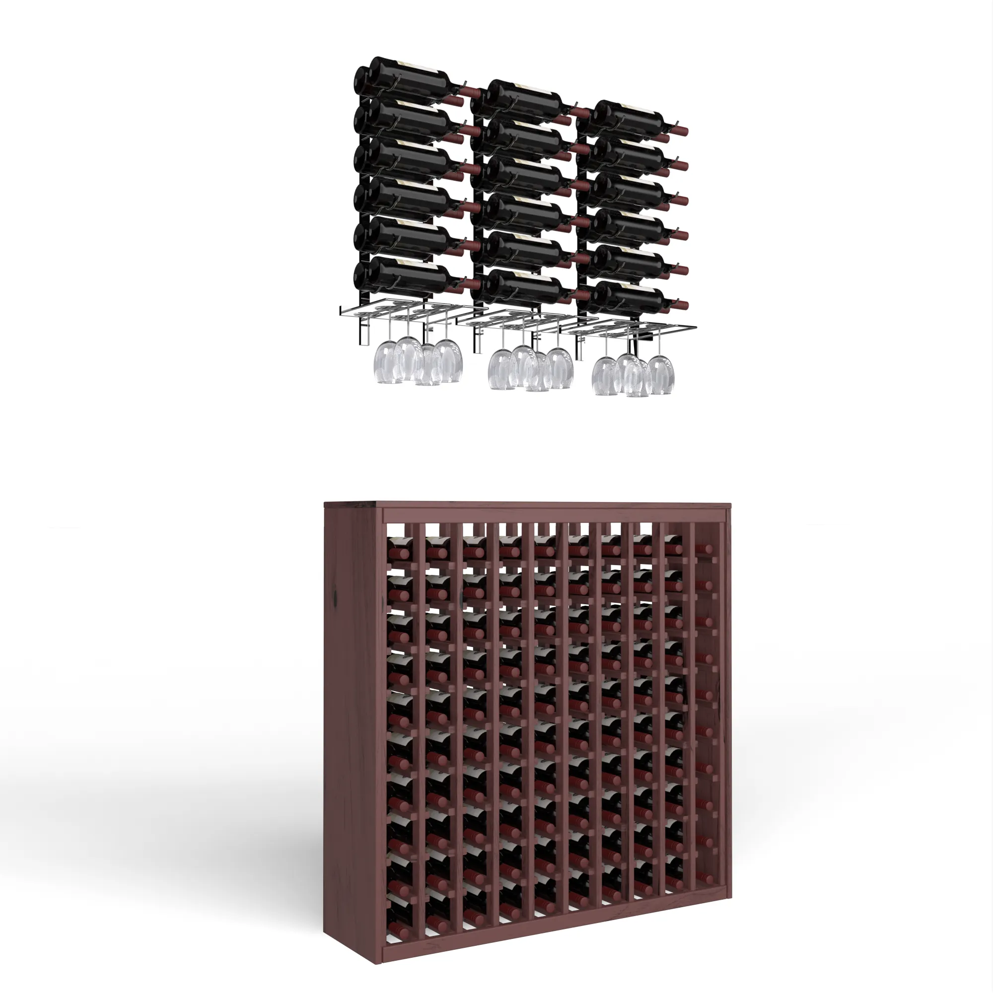 Wine Room Essentials Bundle - 100 Bottle Deluxe x W Series Racks in Chrome Luxe Metal