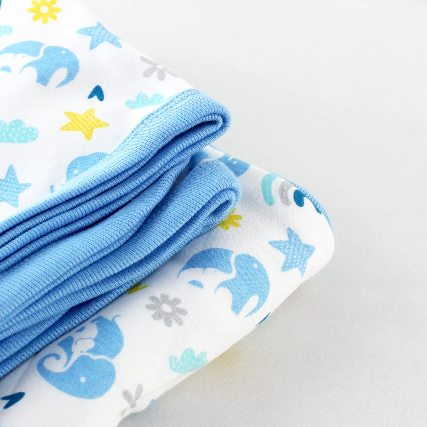 Wrapped with Endanzoo Organic Baby Swaddle Blanket - Elephant Love