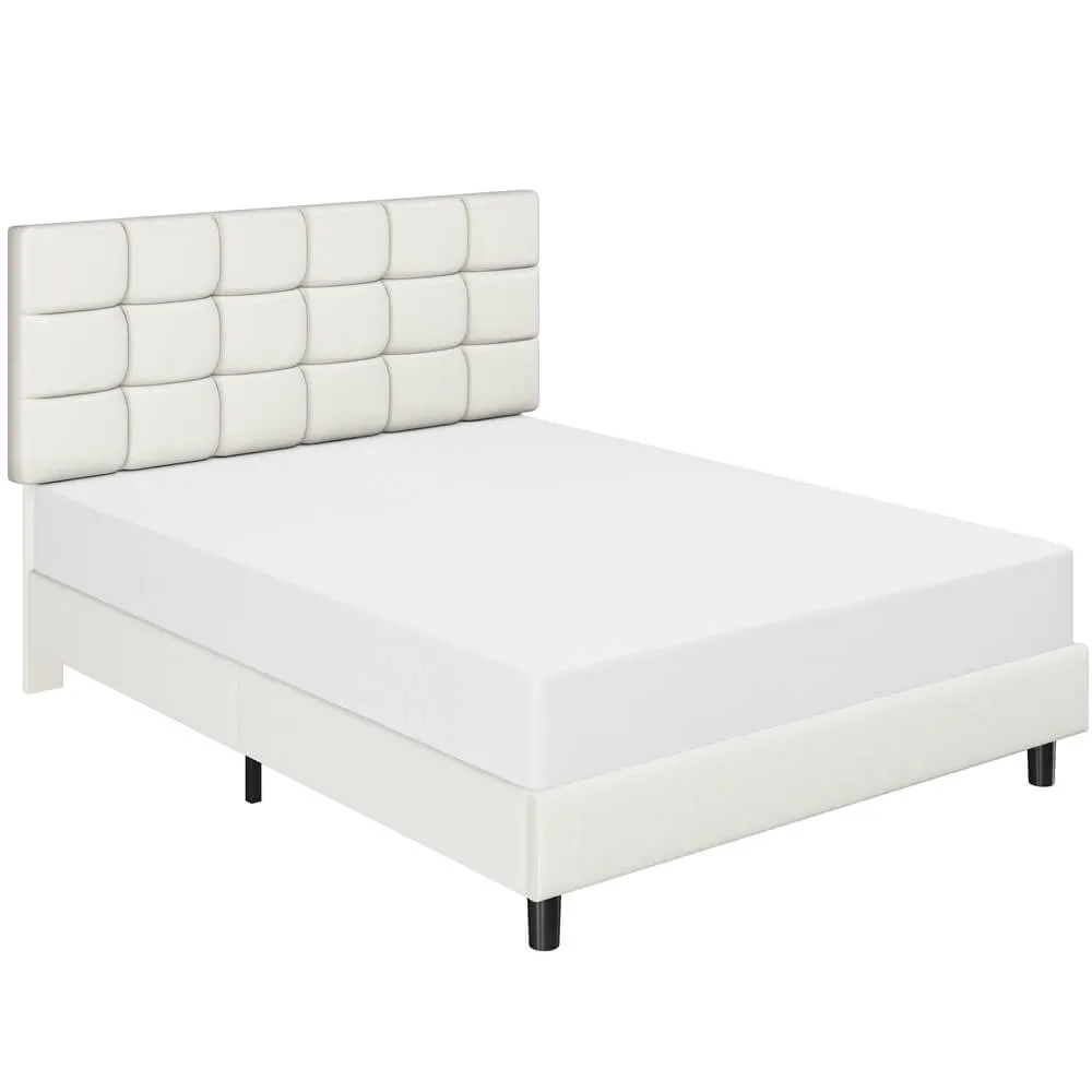 Yaheetech Upholstered Bed Frame, Beige