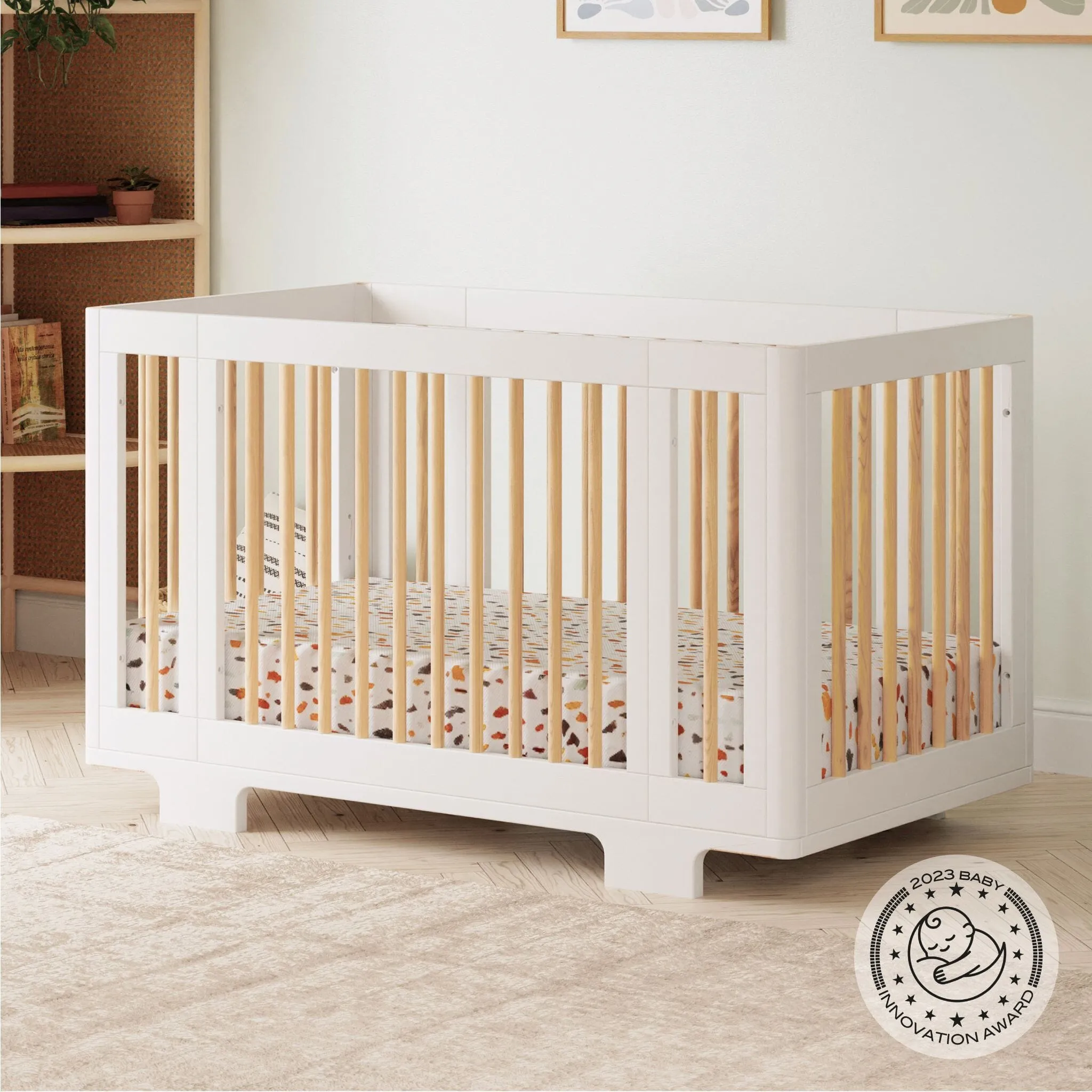 Yuzu 8-in-1 Convertible Crib with All-Stages Conversion Kits | White / Natural